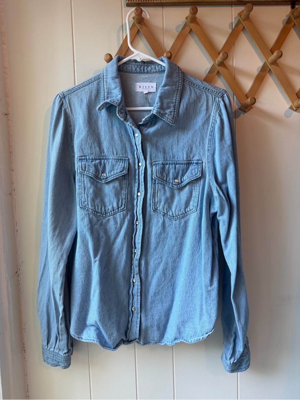 Light Wash Denim Button-Front Shirt Jacket